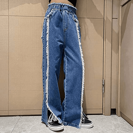 Girl's Classic Outdoor Elastic Waist Denim Pants