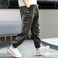 Load image into Gallery viewer, Boy's Green Casual Outdoor Elastic Cargo Pants
