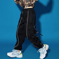 Load image into Gallery viewer, Girl's Black Reflective Strip Outdoor Dance Cargo Pants
