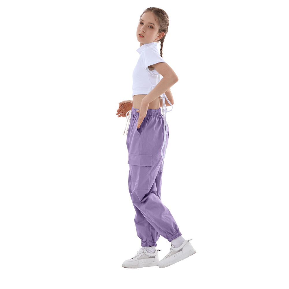 Girl's Outdoor Solid Color Stylish Street Hiphop Jogger Pants