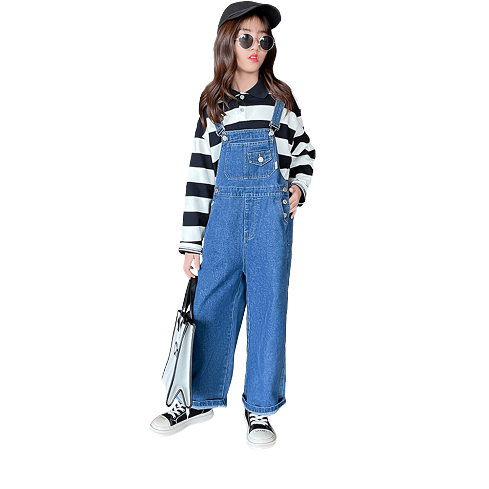 Girl's Denim Overalls Baggy Jumpsuits