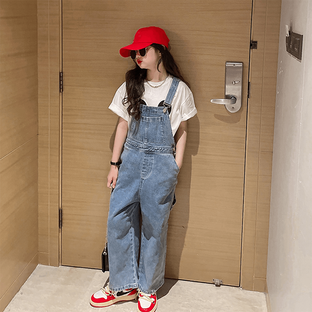 Girl's Denim Overalls Baggy Jumpsuits