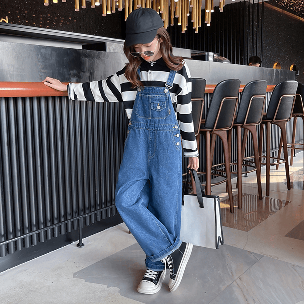 Girl's Denim Overalls Baggy Jumpsuits