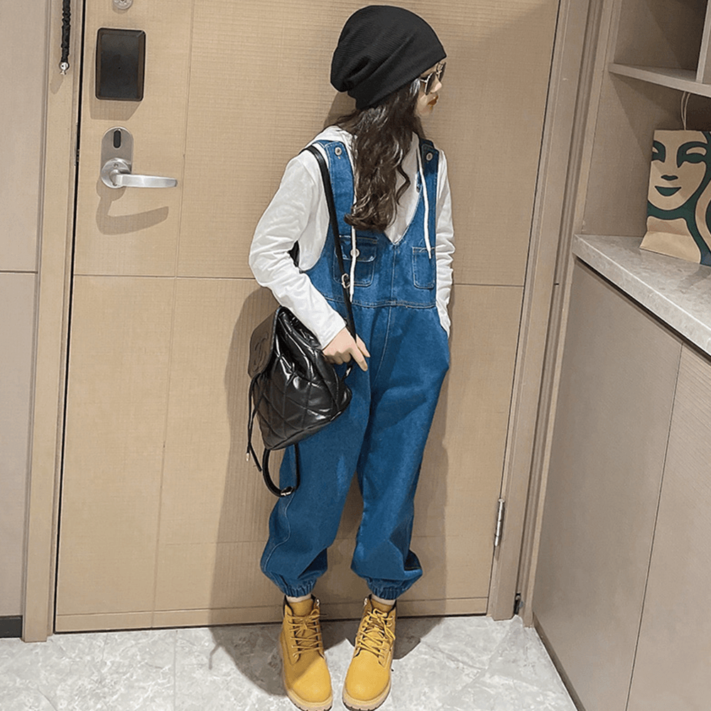 Girl's Denim Overalls Baggy Jumpsuits