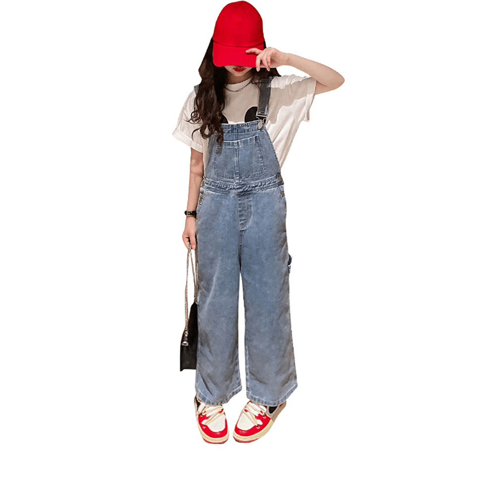 Girl's Denim Overalls Baggy Jumpsuits