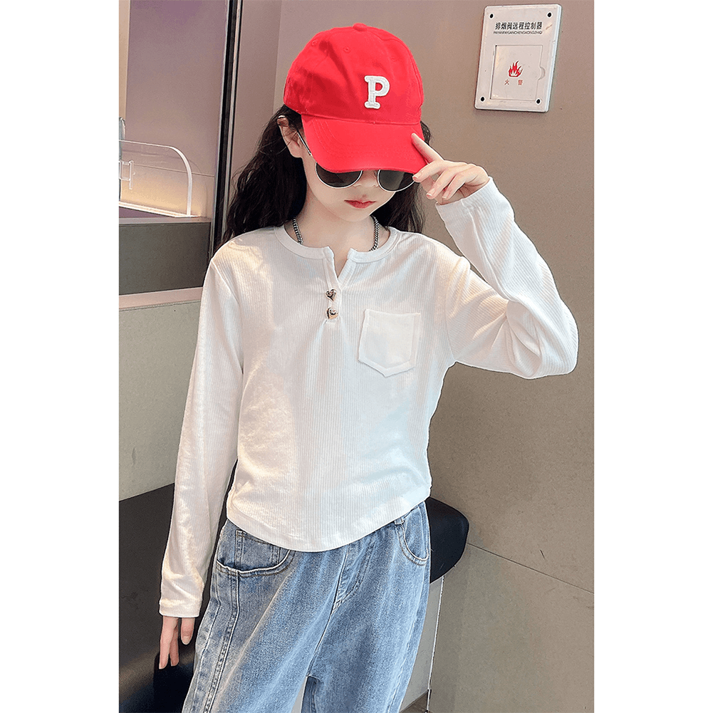 Girl‘s Thin Casual Blouse Bottoming Shirt Long Sleeve