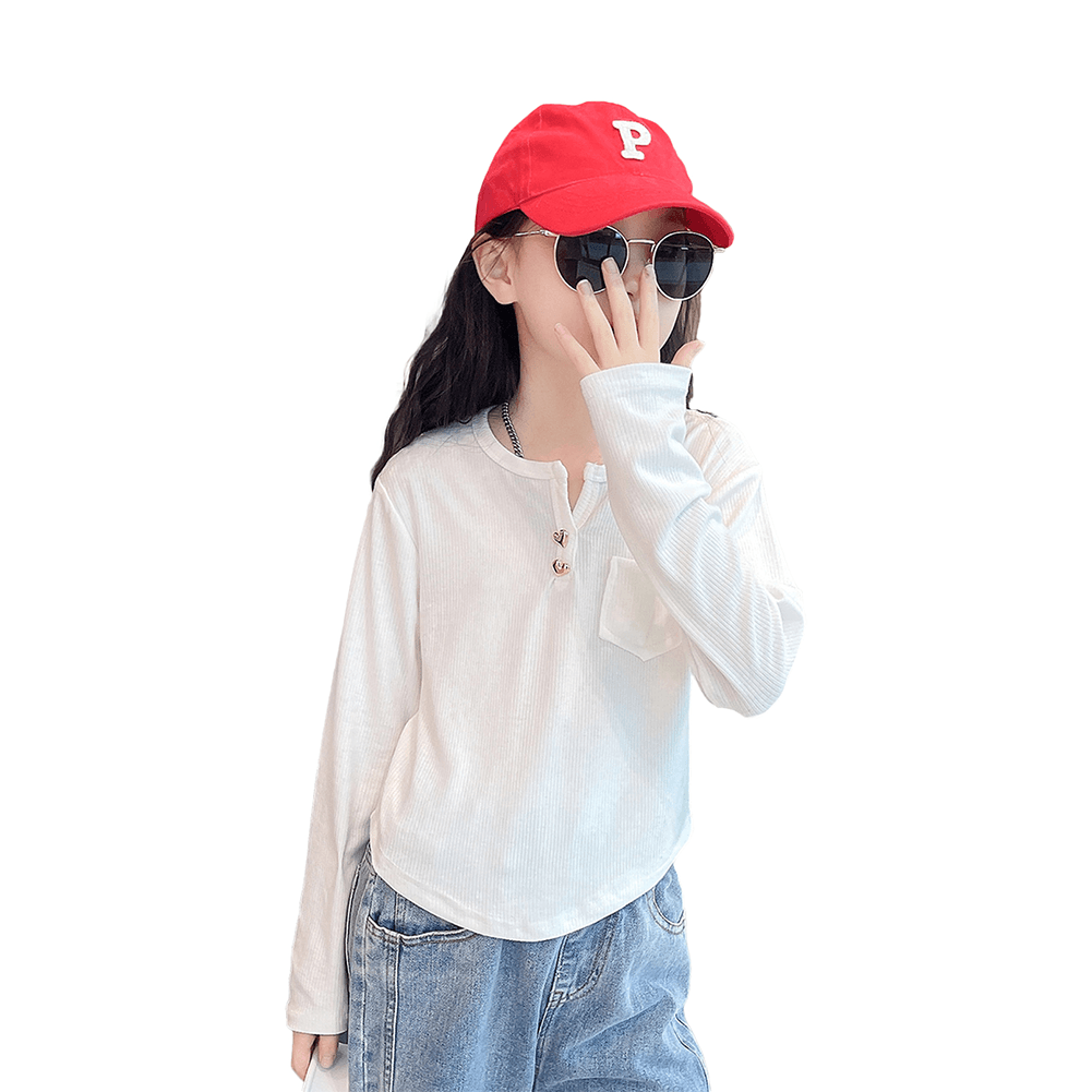 Girl‘s Thin Casual Blouse Bottoming Shirt Long Sleeve