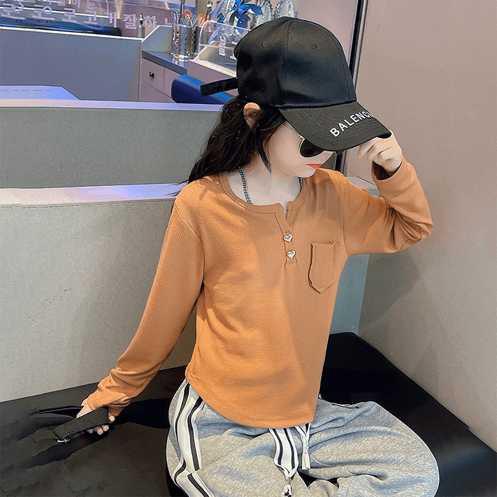 Girl‘s Thin Casual Blouse Bottoming Shirt Long Sleeve