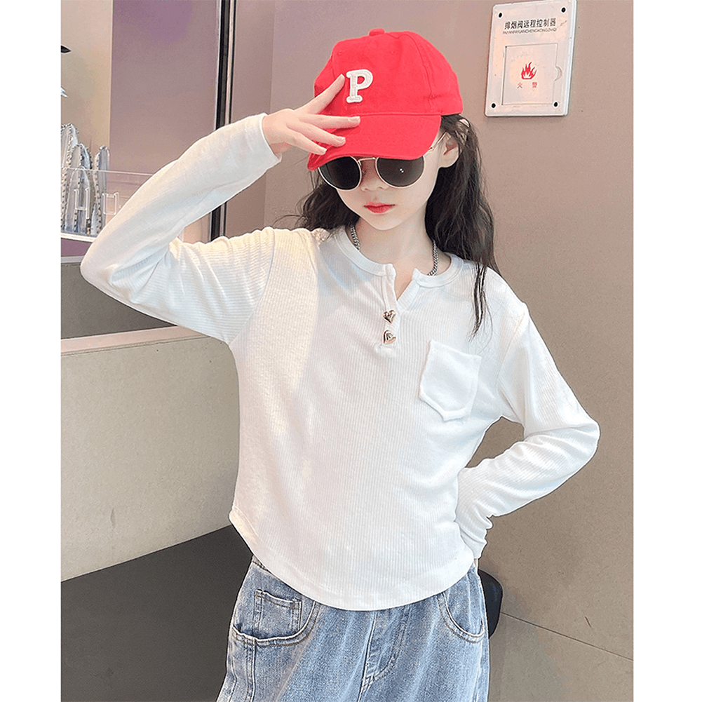 Girl‘s Thin Casual Blouse Bottoming Shirt Long Sleeve